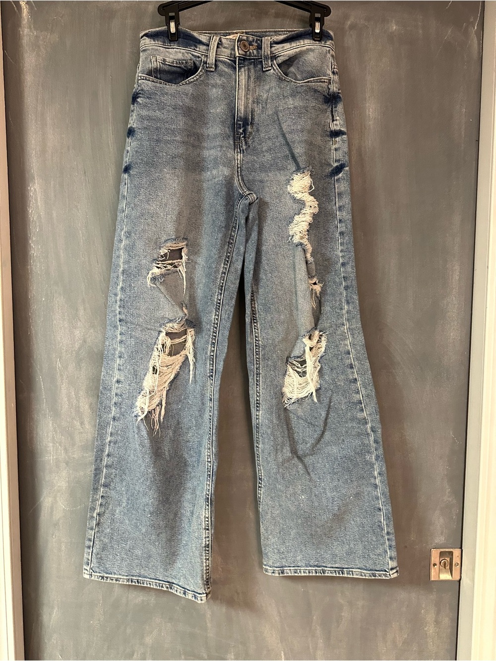 SO Light Blue Distressed Wide-Leg Jeans